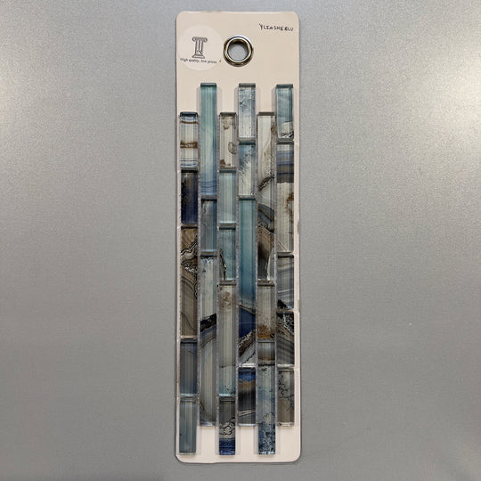 mixed blue glass linear mosaic - ylinsheblu