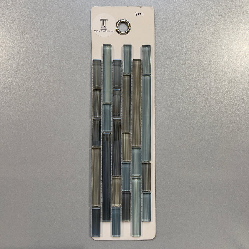 mixed blue glass linear mosaic - ypos