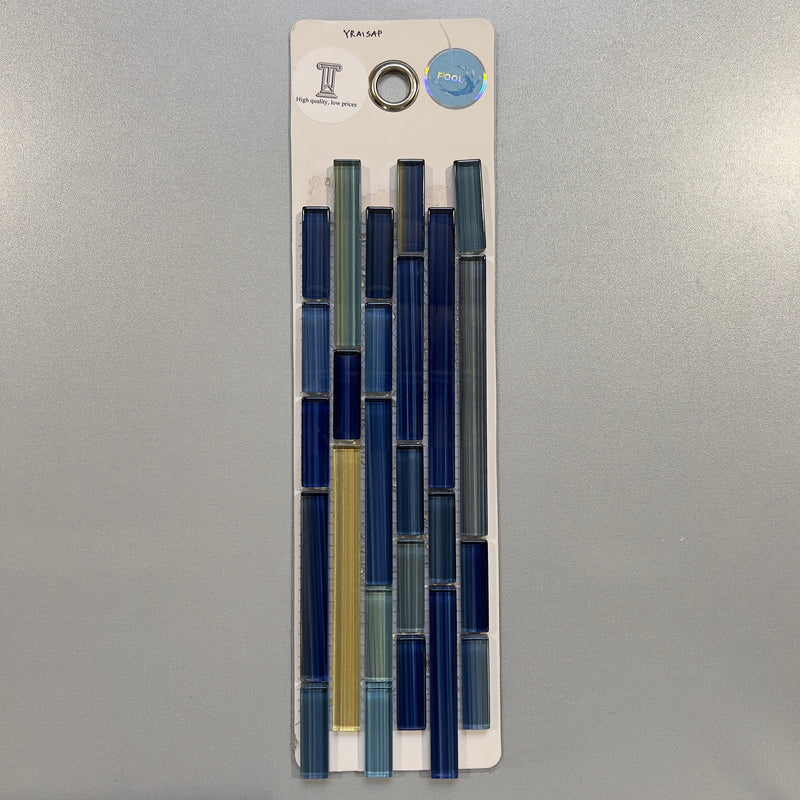 mixed blue glass linear mosaic - yraisap
