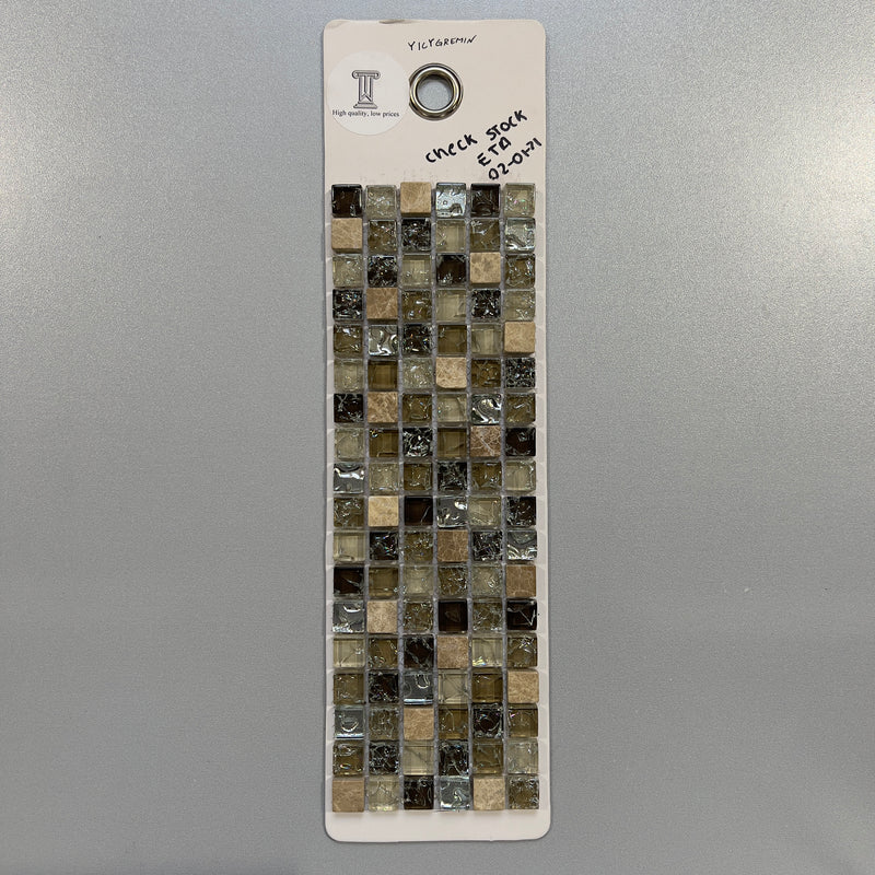 mixed brown glass and marble square mosaic - yicygremin