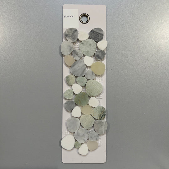 mixed green marble pebble mosaic - yaphgra