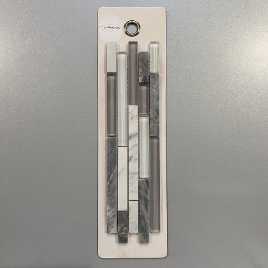 mixed grey glass and marble linear mosaic - ylinmongre