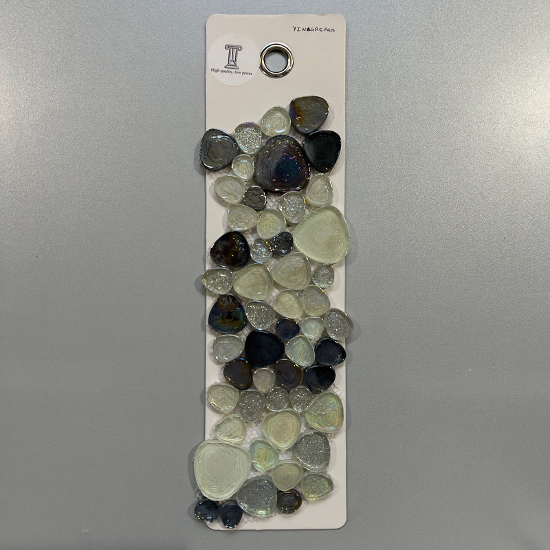 mixed grey glass pebble mosaic - yinagrepeb