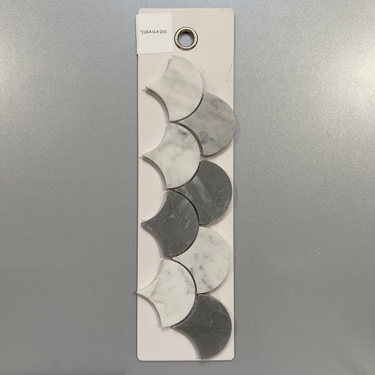 mixed grey marble fan mosaic - ydrascadus