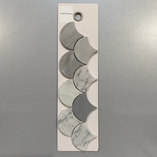 mixed grey marble fan mosaic - ydrascamarblu