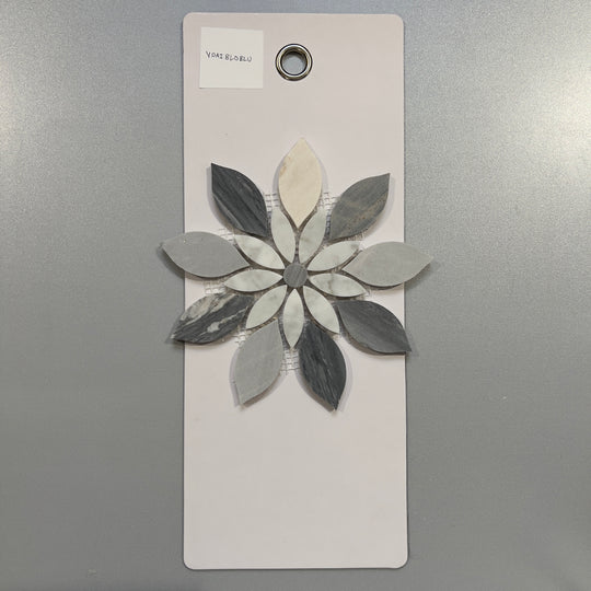 mixed grey marble floral mosaic - ydaibloblu