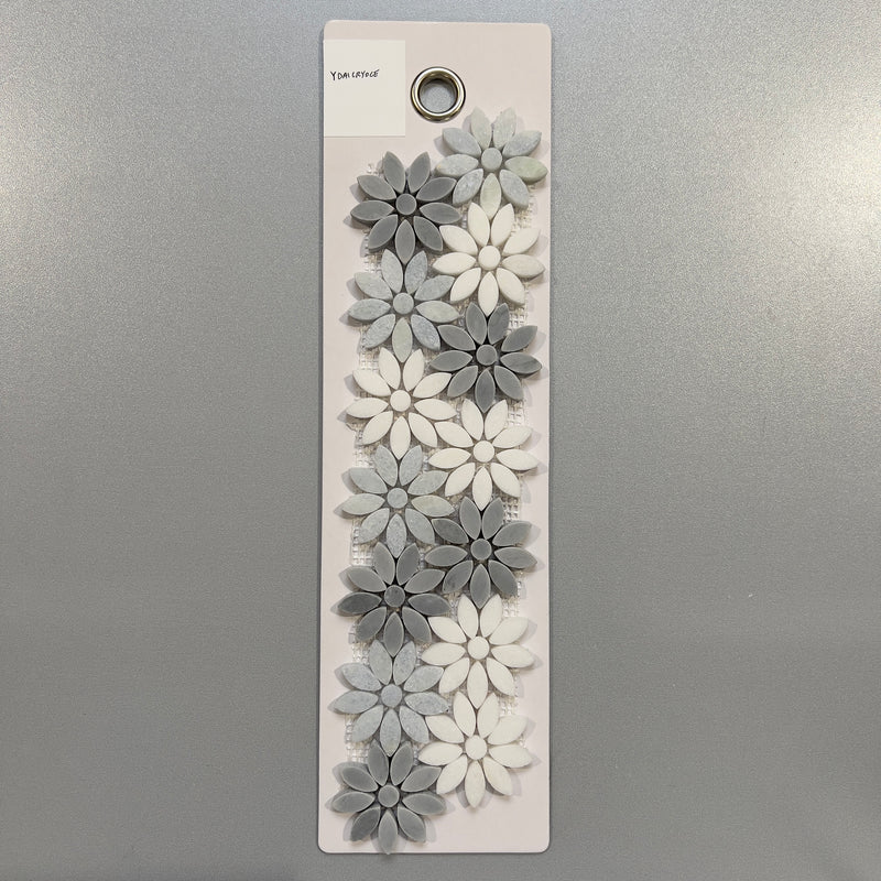 mixed grey marble floral mosaic - ydaicryoce