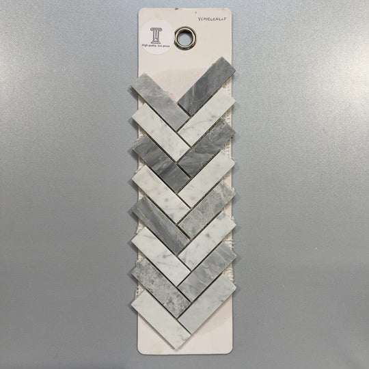mixed grey marble herringbone mosaic - ychelonlof