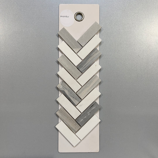 mixed grey marble herringbone mosaic - yherblu