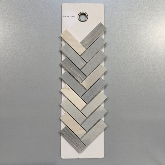 mixed grey marble herringbone mosaic - yheritablu