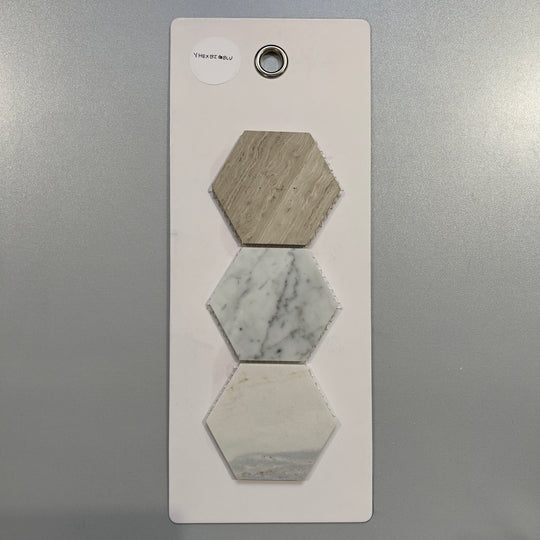 mixed grey marble hexagon mosaic - yhexbigblu