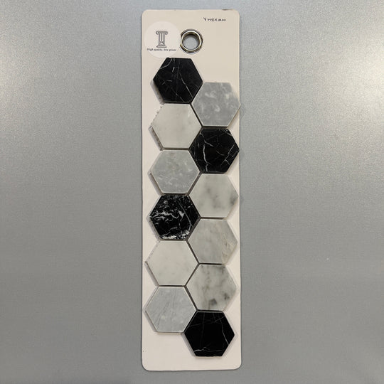 mixed black marble hexagon mosaic - yhexmoo