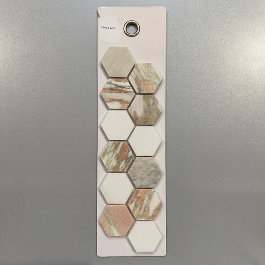mixed pink marble hexagon mosaic - yhexros