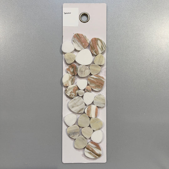 mixed pink marble pebble mosaic - yaphros