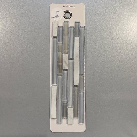 mixed white glass and marble linear mosaic - ylincargoo