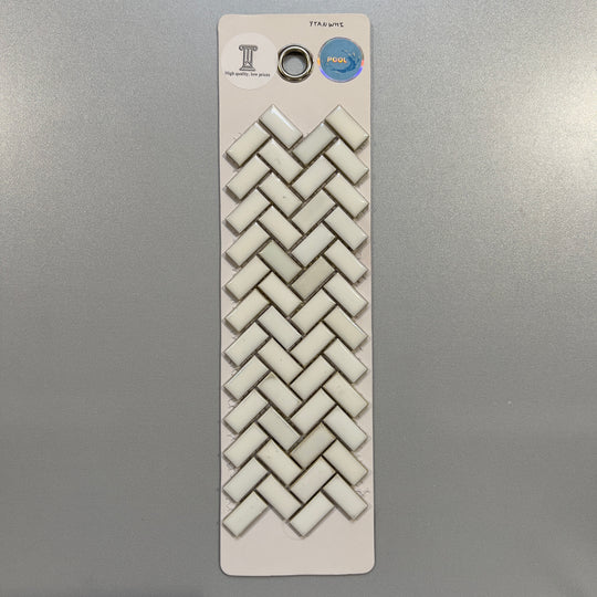 white ceramic herringbone pool tile mosaic - ytanwhi