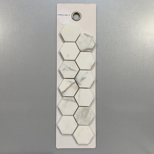 white marble hexagon mosaic - yhexcalgol-p