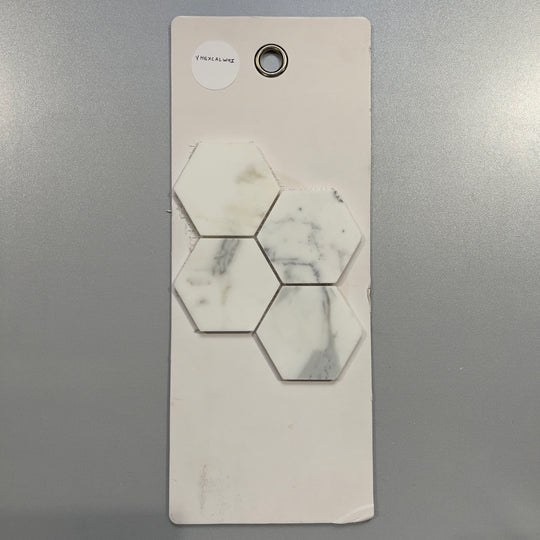 white marble hexagon mosaic - yhexcalwhi