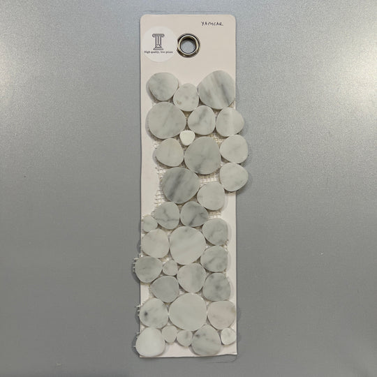 white marble pebble mosaic - yaphcar