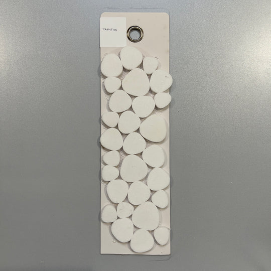 white marble pebble mosaic - yaphtha