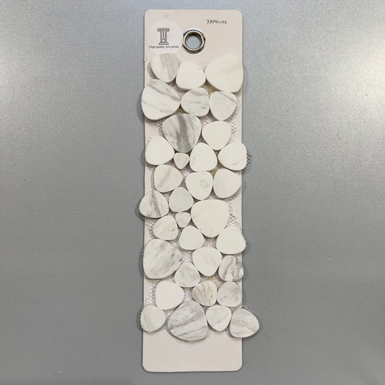white marble pebble mosaic - yaphwhi