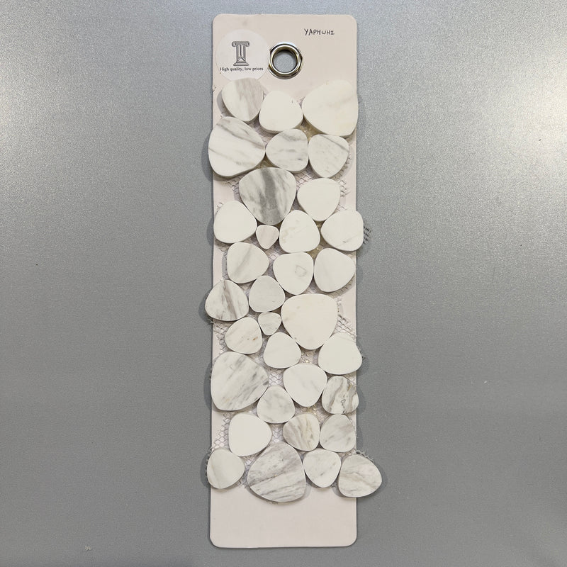 white marble pebble mosaic - yaphwhi