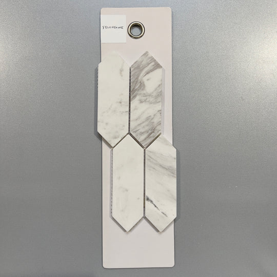 white marble picket mosaic - yelohexwhi