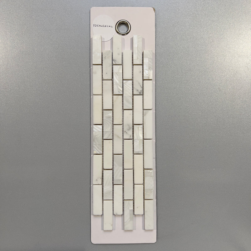 white pearl and marble linear mosaic - ydialincal
